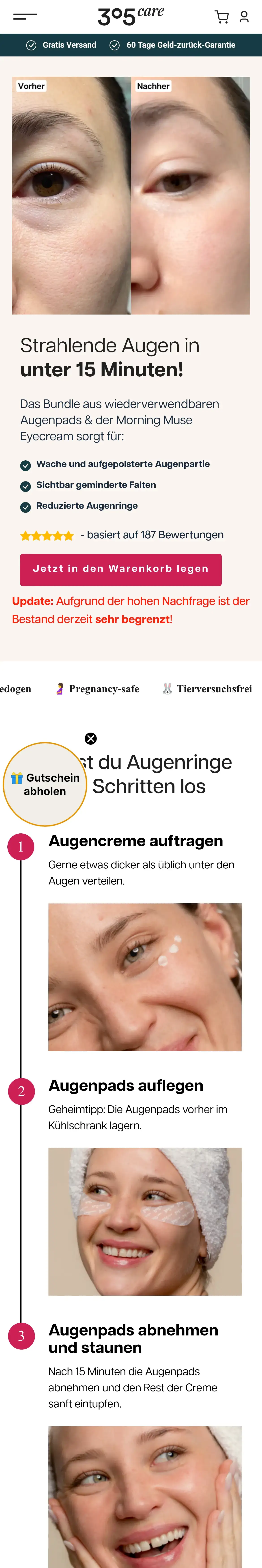 305 Care: Strahlende Augen in unter 15 Minuten!