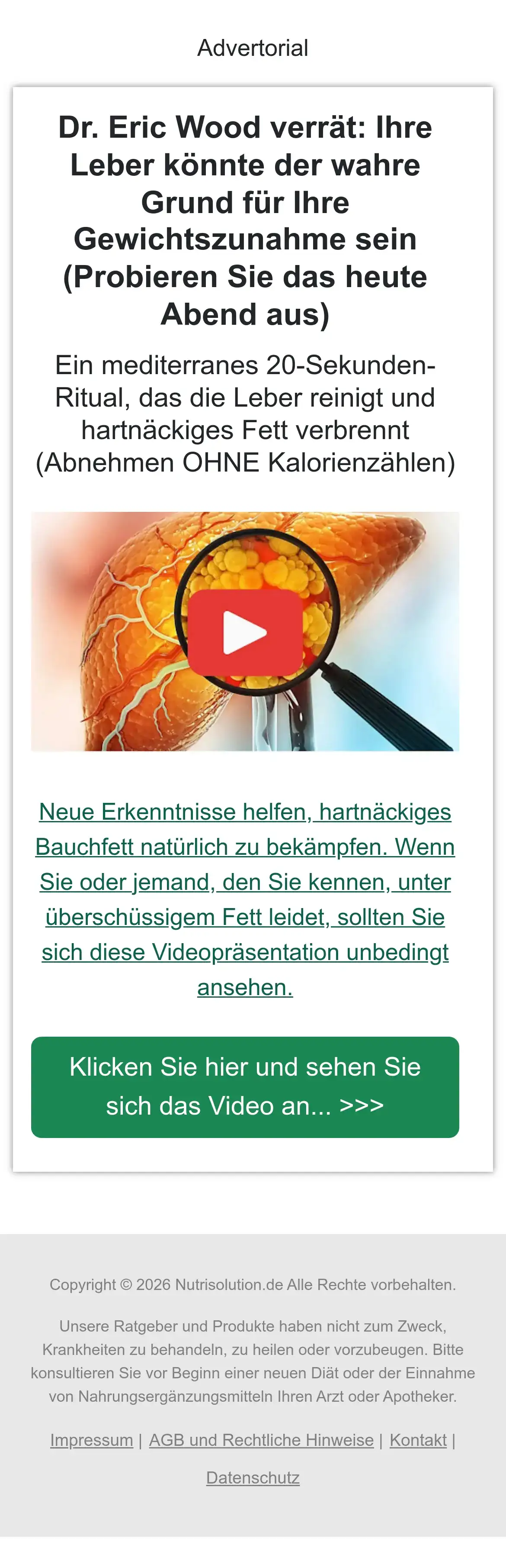 Natürlich und Gesund: Dr. Eric Wood verrät: Ihre Leber könnte der wahre Grund für Ihre Gewichtszunahme sein (Probieren Sie das heute Abend aus)