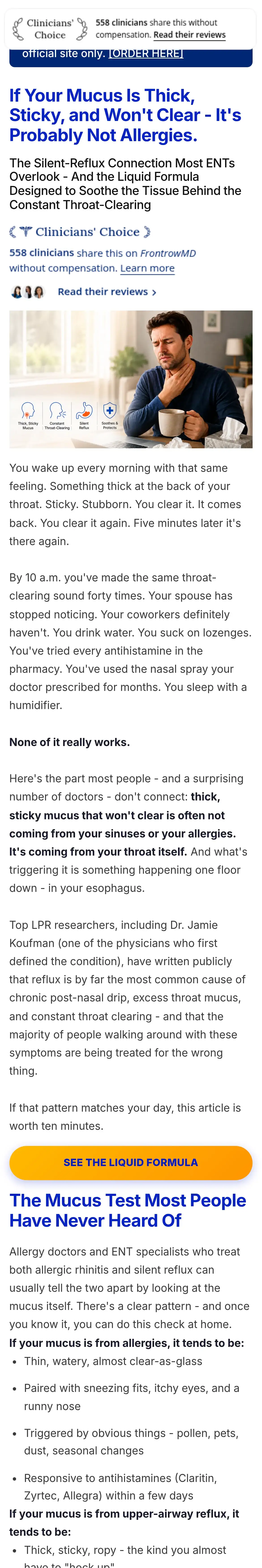 The Gut Lining Lab: If Your Mucus Is Thick, Sticky, and Won't Clear - It's Probably Not Allergies.