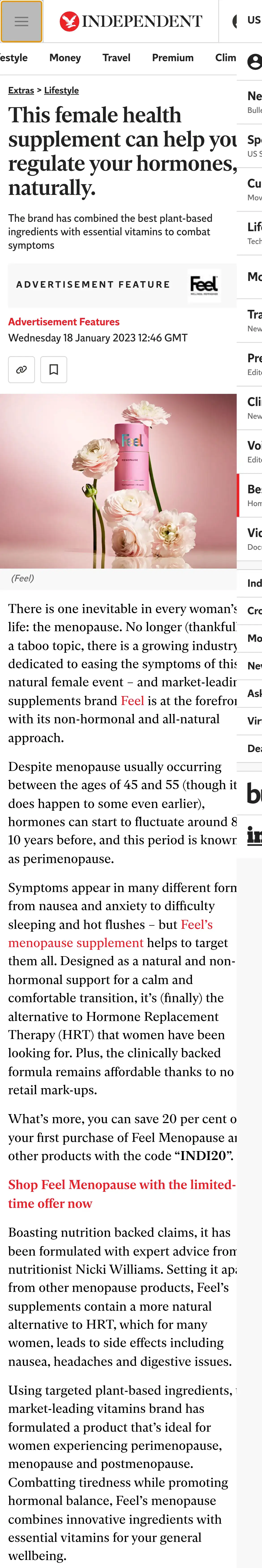 Feel: Not a fan of HRT? This natural menopause supplement will make you say goodbye to night sweats and hot flushes