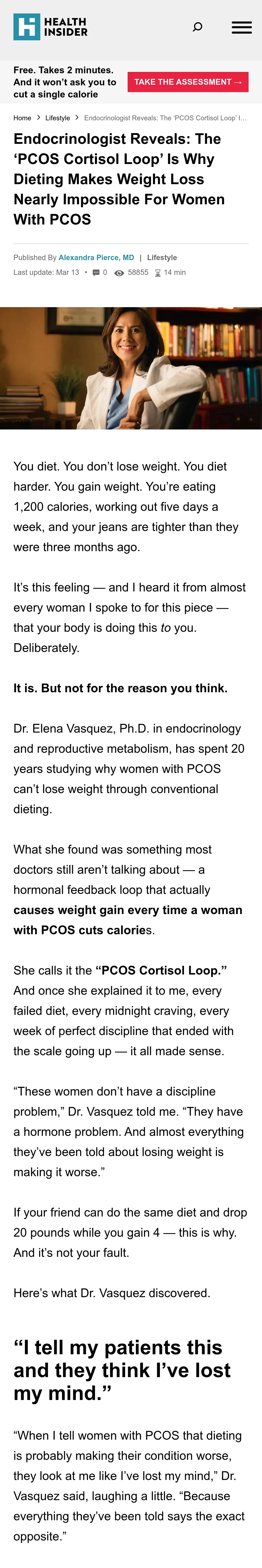 MyBody for PCOS: Endocrinologist Reveals: The 'PCOS Cortisol Loop' Is Why Dieting Makes Weight Loss Nearly Impossible For Women With PCOS