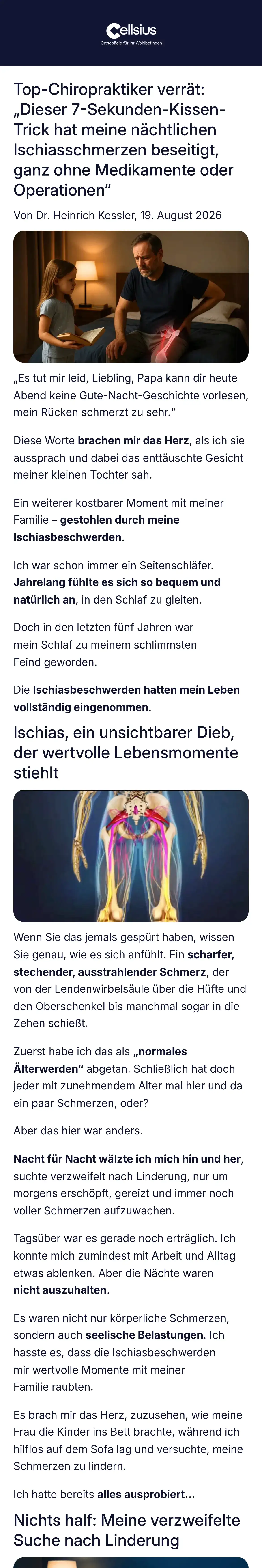 Cellsius: Top-Chiropraktiker verrät: „Dieser 7-Sekunden-Kissen-Trick hat meine nächtlichen Ischiasschmerzen beseitigt, ganz ohne Medikamente oder Operationen“